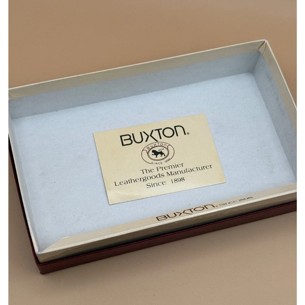 💚 Vintage Buxton Top Grain Cowhide Leather Wallet Clutch Kiss Lock – NIB
